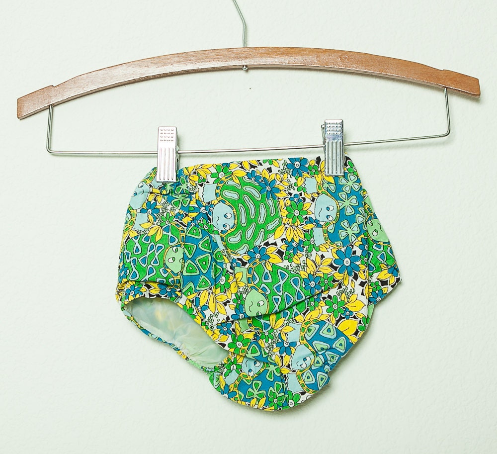 vintage 1960s baby diaper cover plastic pants with turtle