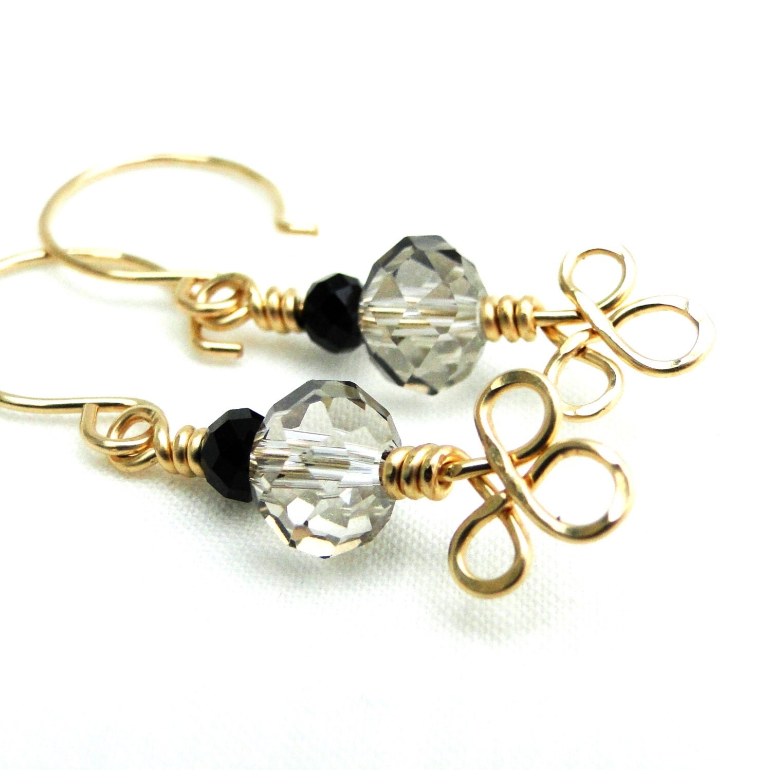14K Goldfilled Wire Handcrafted Jewelry Black and Clear
