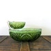emerald green anchor hocking glass chip and dip set - entertaining - 1960s