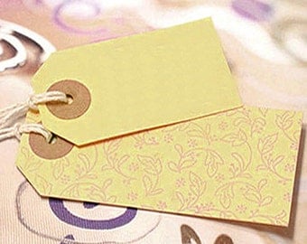 50 Standard Gift Tags with Ring Stickers / S - Pale Yellow (1.6 x 2.8in)