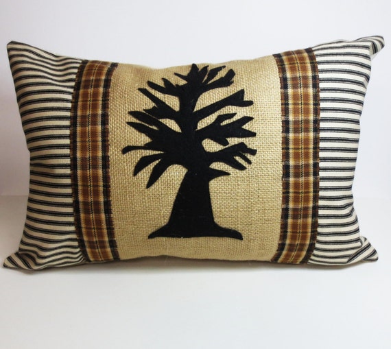 Felt Tree Applique Kidney Pillow Decorative Throw Pillow