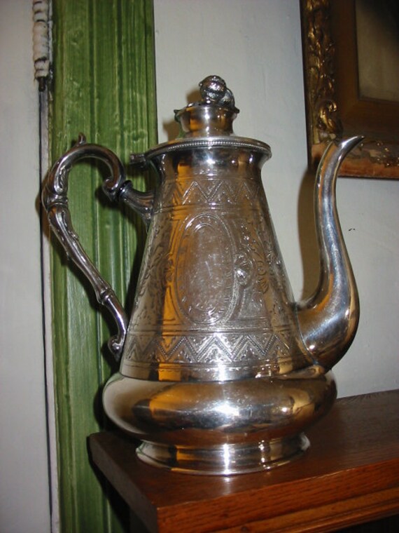 Antique Silver Coffee Pot Old Silver Plate Coffeepot Victorian