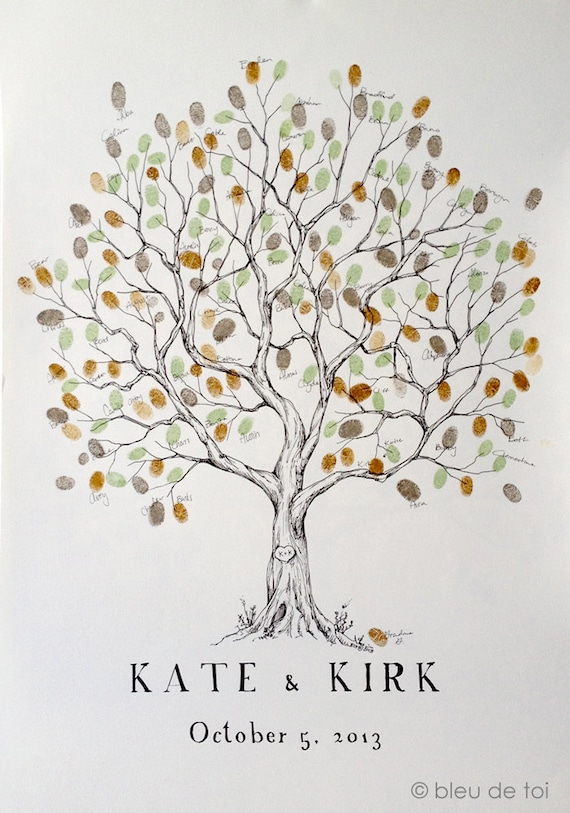 Wedding Guest Book Alternative Fingerprint tree Large Olive