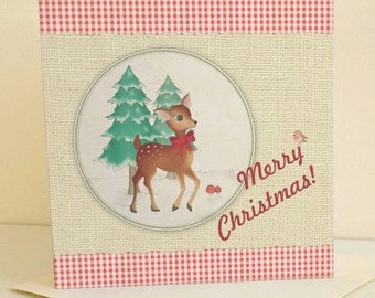 Unique Deer Christmas Card Related Items | Etsy
