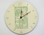 Dandilion White and Green Clock Vinyl Record Recycled