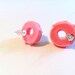 Strawberry, Pink Donut Post Earrings,miniature food, kawaii, marie antoinette, hunger games inspired