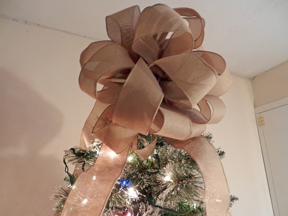 Large Natural Burlap Ribbon Topper Bow