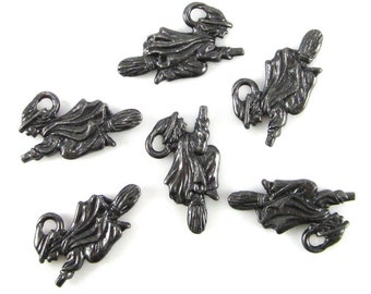 Black Oxide TierraCast Flying Witch Charms