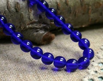 50pcs Preciosa Czech Pressed Glass Beads 8mm Druk Round Cobalt Blue 8mm 16in