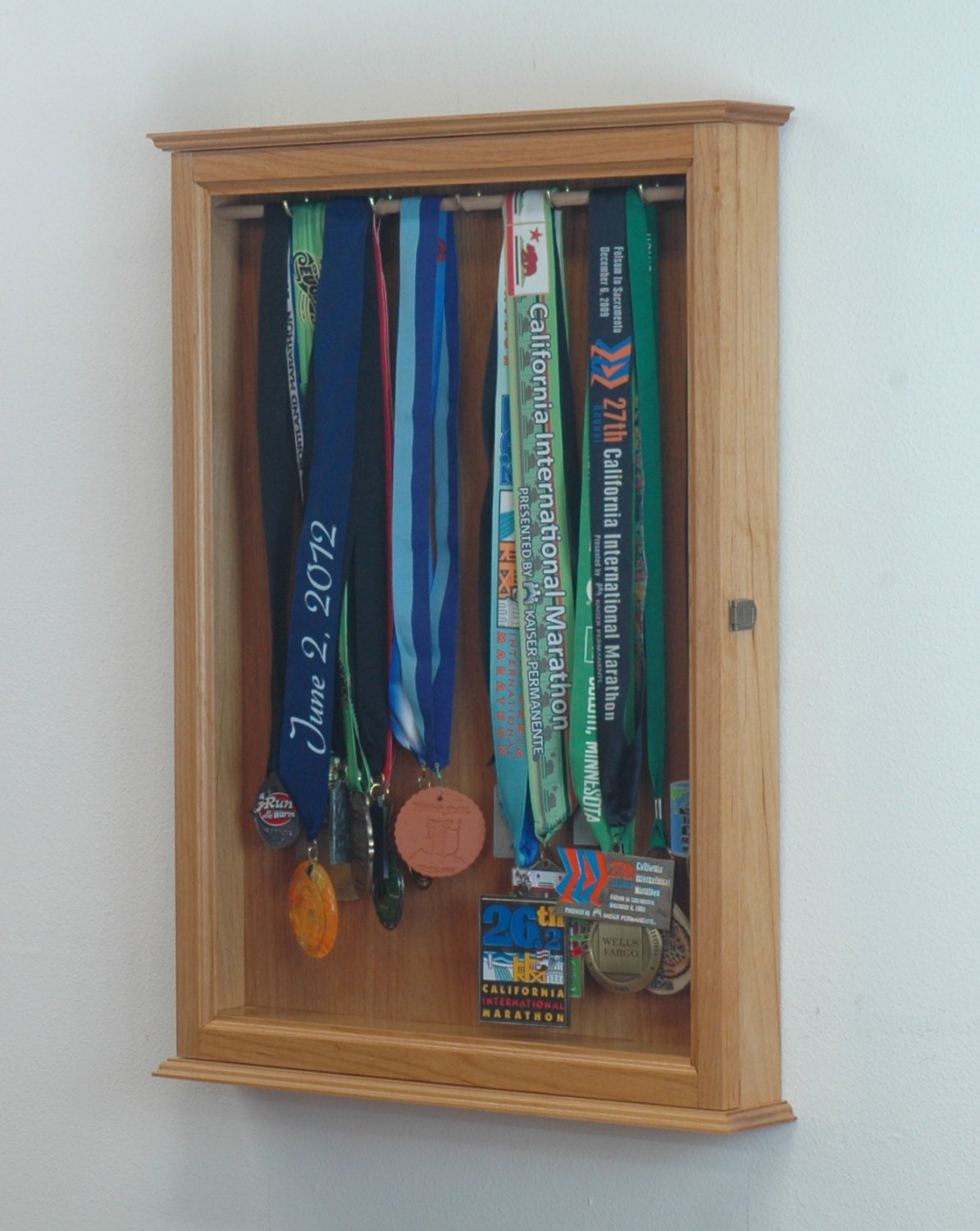 Medal Shadow Box Cabinet-Alder Hardwood