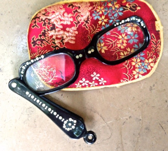 vintage folding opera glasses rare 1950s rhinestone by mkmack