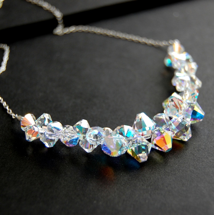Aurora Borealis Swarovski Crystal Necklace by GreenRibbonGems