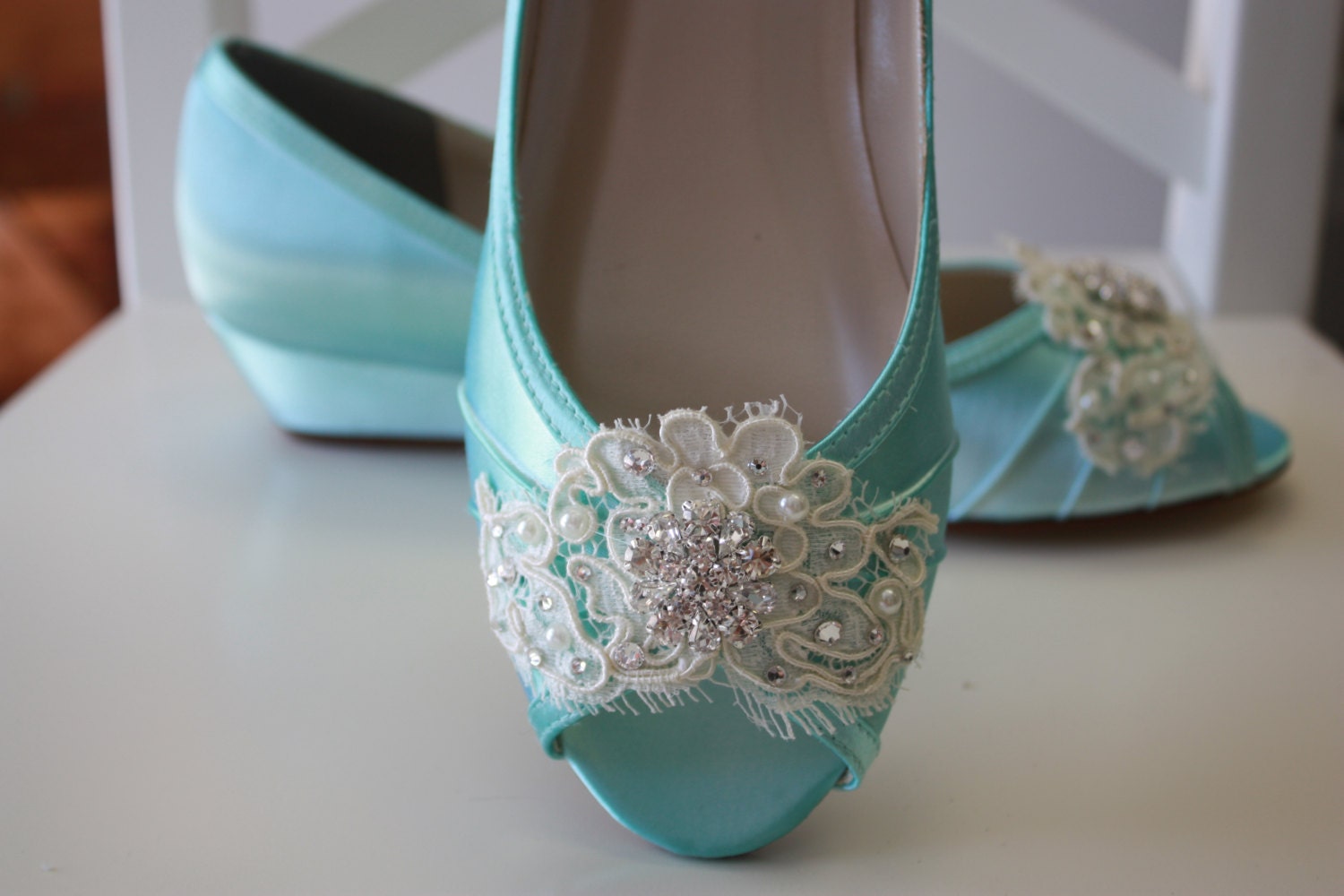 wedding shoes for aqua brown dress