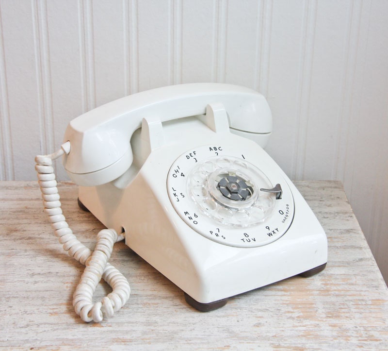 Rotary Phone White Telephone Western Electric Mid Century