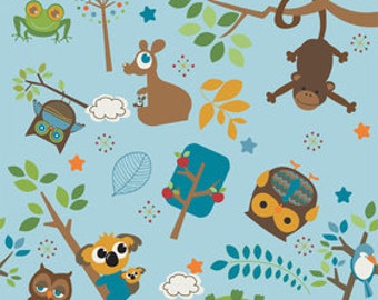 Riley Blake Designs Hooty Hoot Main Blue - 1 yard