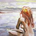 Reserved for Beth: Part of Me -revised with reddish blonde hair-, oil paint on masonite panel 10"x8" by Kenney Mencher