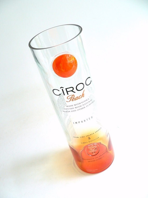 Ciroc Peach Vodka Bottle Big 32 Ounce Drinking Glass Flower