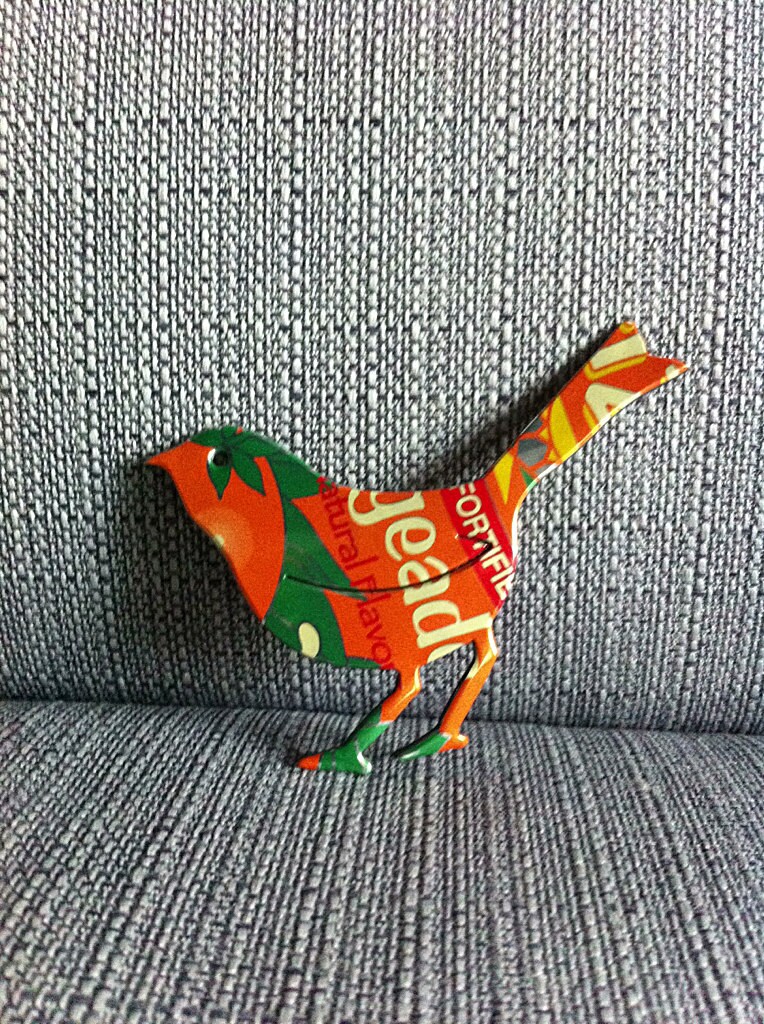 Bird Standing - Made of Upcycled Can - Magnet or Christmas Ornament
