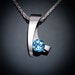 Swiss blue topaz necklace, blue topaz pendant, modern necklace, December birthstone, wedding necklace, tension set, gemstone jewelry - 3451