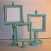 3 Beach Themed Up Cycled Candle Stick Picture Frames Robins Egg Blue Sea Foam Green