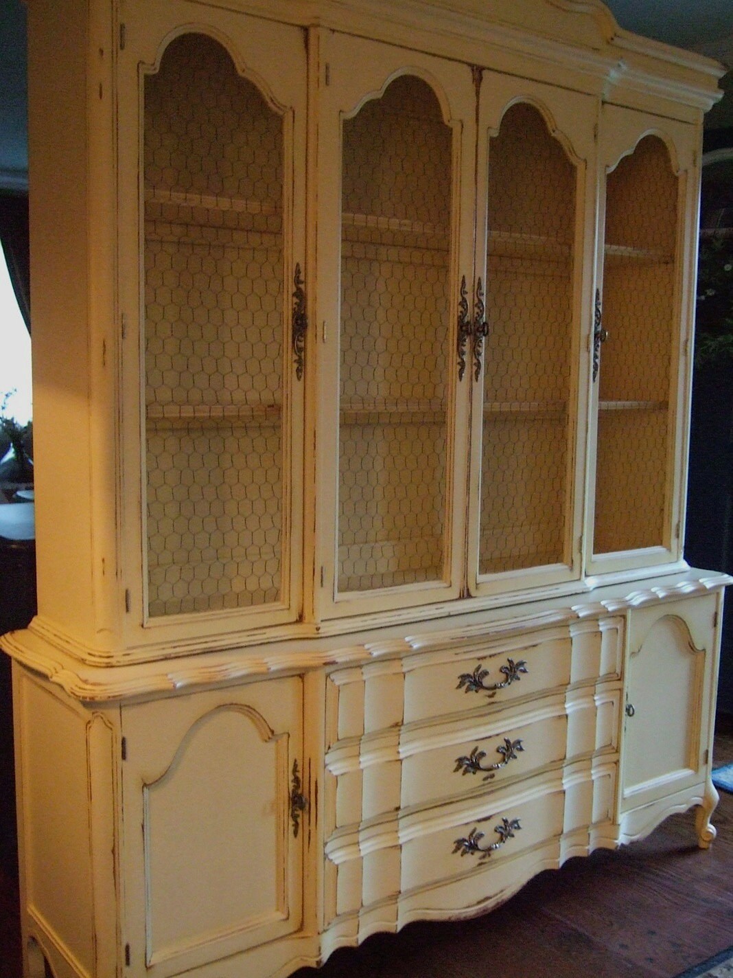 Large French Country Hutch in a Distressed French Country