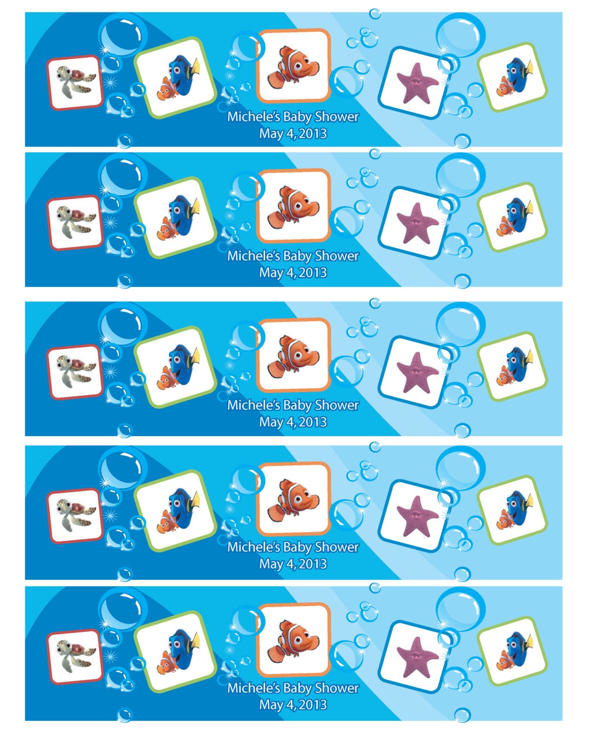 finding nemo printable water bottle label