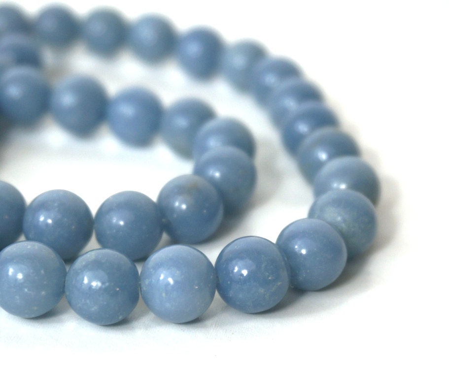 10mm Angelite beads round natural blue gemstone full & half