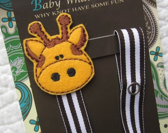 Boy Pacifier Clip, Giraffe Pacifier Clip, Zoo Animal Pacifier Clip, pcgiraffe01