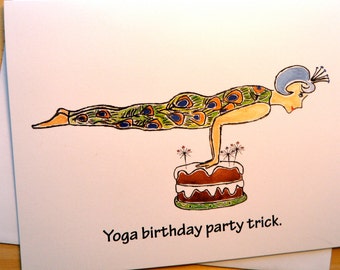 Yoga Birthday Card - Say Happy Birthday with a smile. Just right for ...