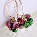 Flower Jewelry, Keshi Keishi Pearl Earrings, Blossoms Plum, Rhodolite Garnet, Wire Wrapped, Floral Feminine, Gold Jewelry, Free Shipping