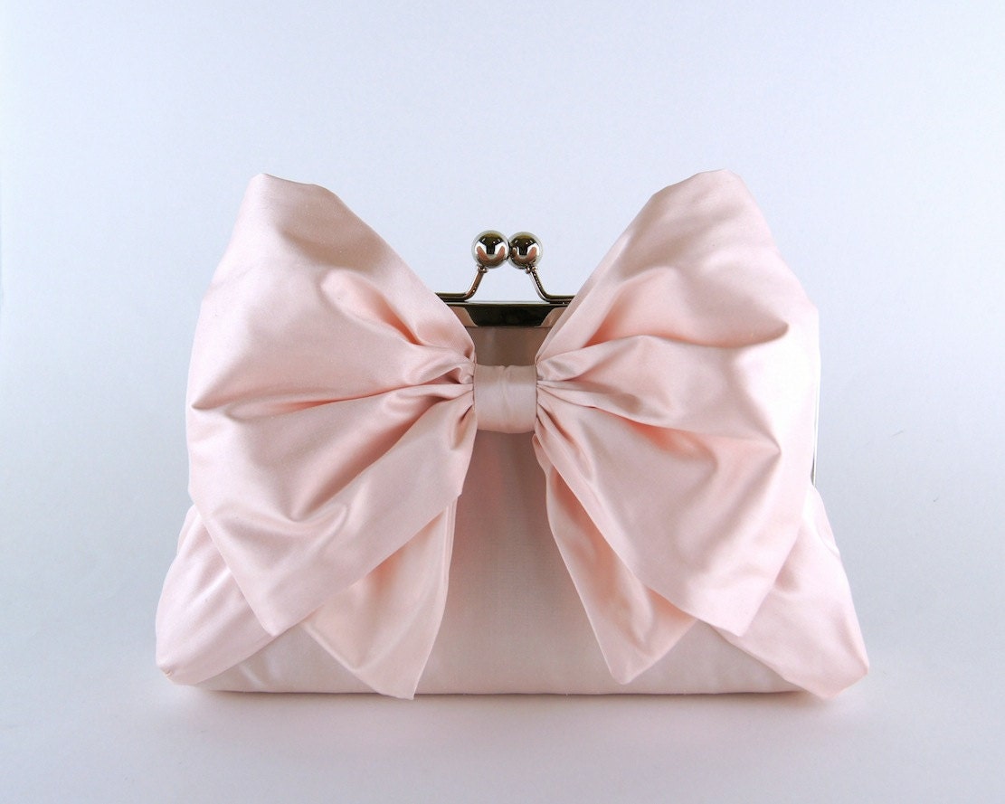 Bridesmaid Clutch Silk Bow Clutch in Soft Pink wedding