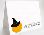 Halloween Card, Witch Pumpkin Hat