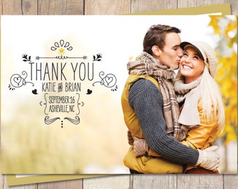 Wedding Thank You, Thank You, Wedding Thank You Card - Soo Sketchy