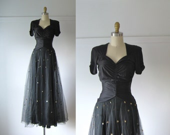 Wish Upon a Star / 40s dress / vintage 1940s evening dress