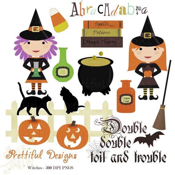 40% Off SALE Halloween Witch Clip Art for Personal or Commercial Use - Spooks On (754)