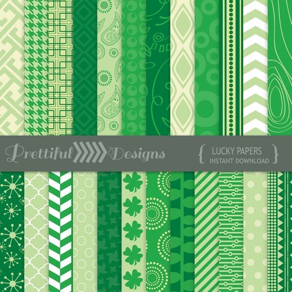 30% OFF SALE St Patricks Day Digital Paper Pack for Personal or Commercial Use - Lucky (809)