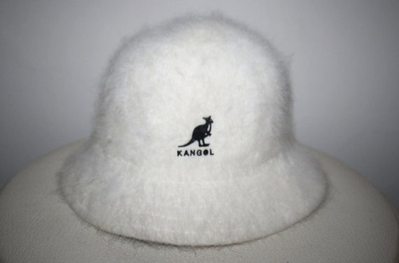 fuzzy white kangol bucket hat