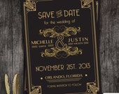 Great Gatsby art deco wedding save the date