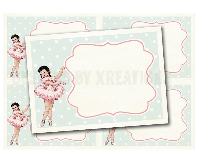 Pretty Ballerina Blank Buffet Sign, Notecards, ATC ACEO, Tag, Label