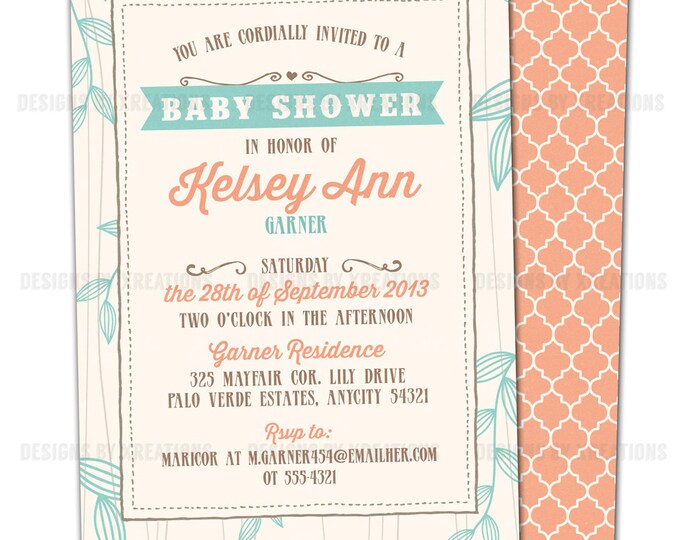 Rustic Vintage Spring Wedding Invitation - Printable - DIY