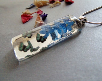Forget Me Not Butterfly Necklace, Pressed Flower Pendant, Real Flower Jewelry, Christmas Gift