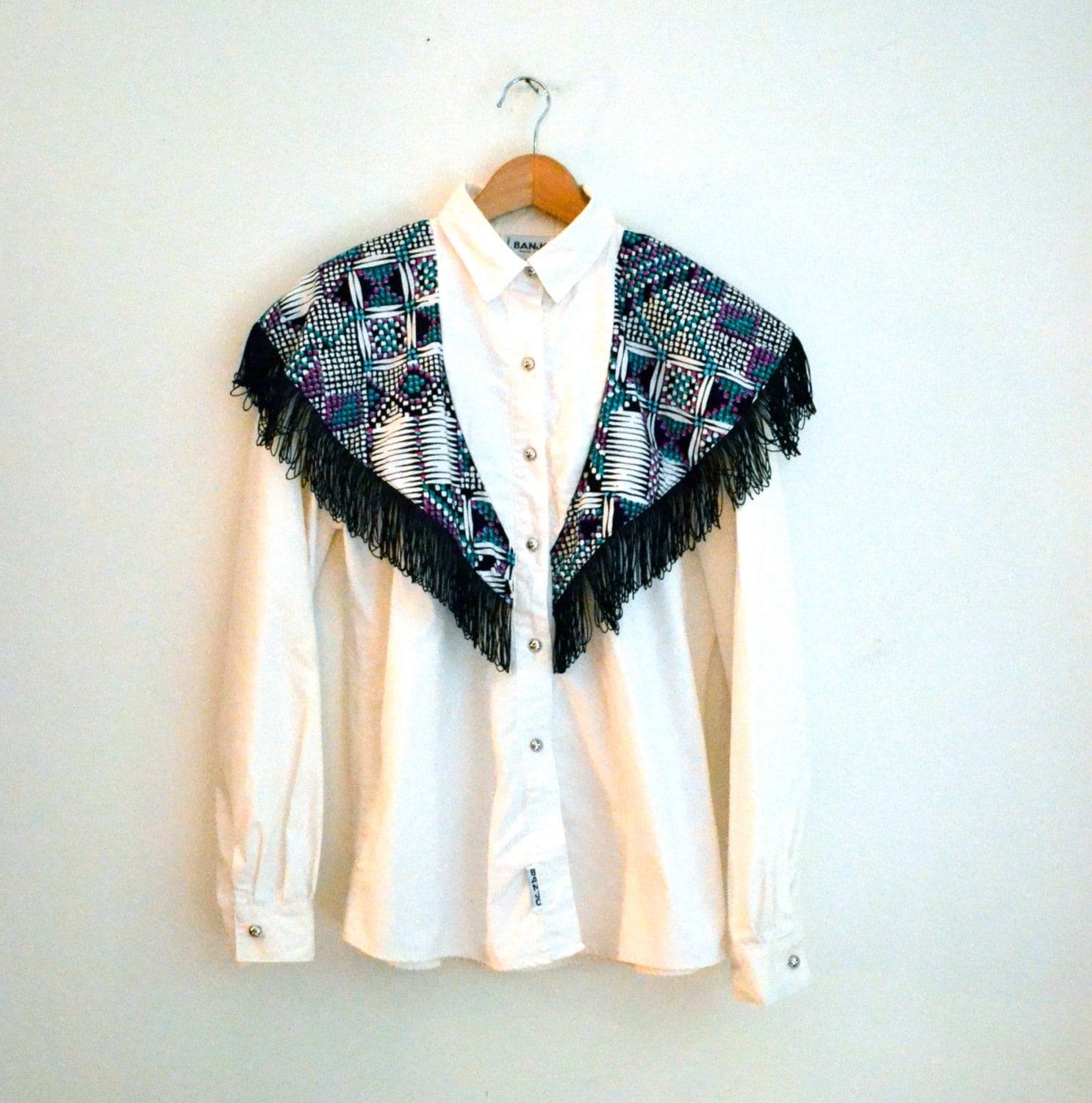 Vintage Cowboy Western Fringe Shirt Size Large// Vintage