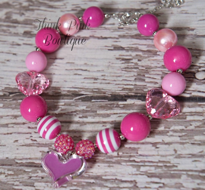 Girls Chunky Necklace, Valentines Chunky Necklace ,Valentines Bubblegum Necklace,Girls Chunky Necklace, Girls PInk Necklace, N4