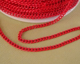 Red Electroplated Twist Curbe Chain Colored Chain-15 ft.