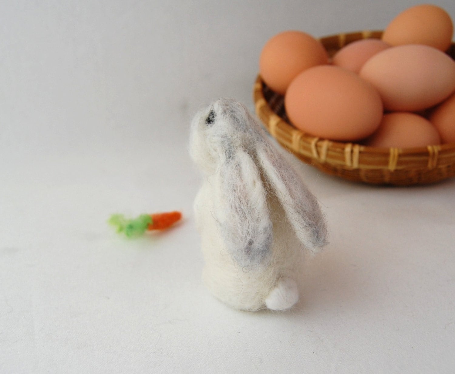 Needle Felted Bunny. Lop Bunny. Felt Animal Toy. White