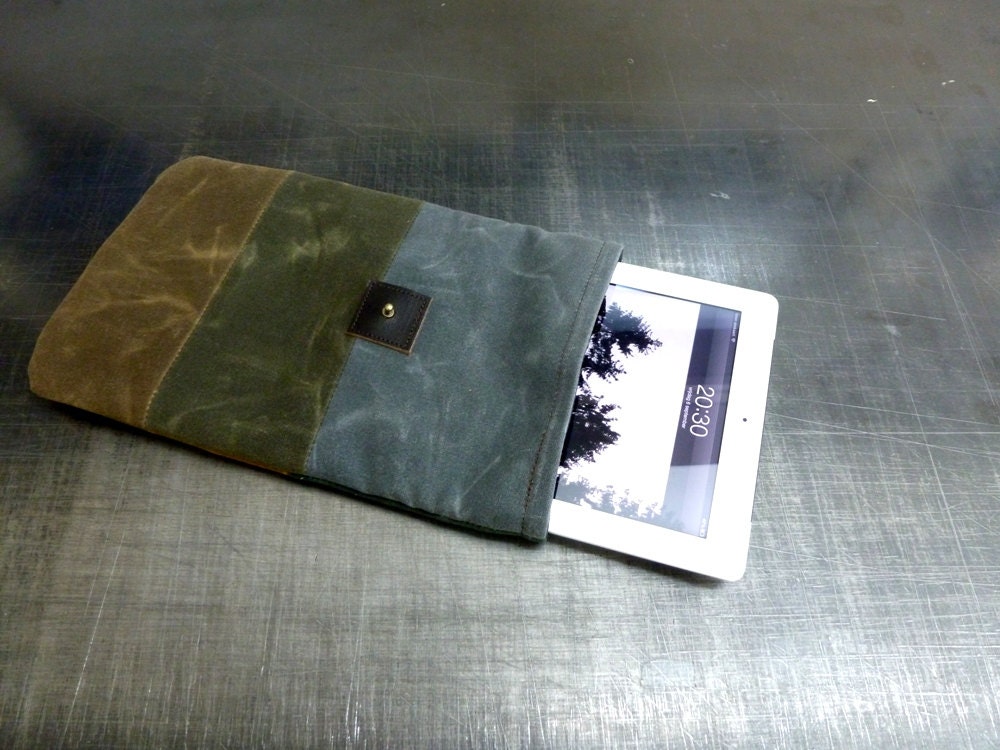 Waxed canvas IPad case / IPad2 Sleeve by treesizeverse on Etsy