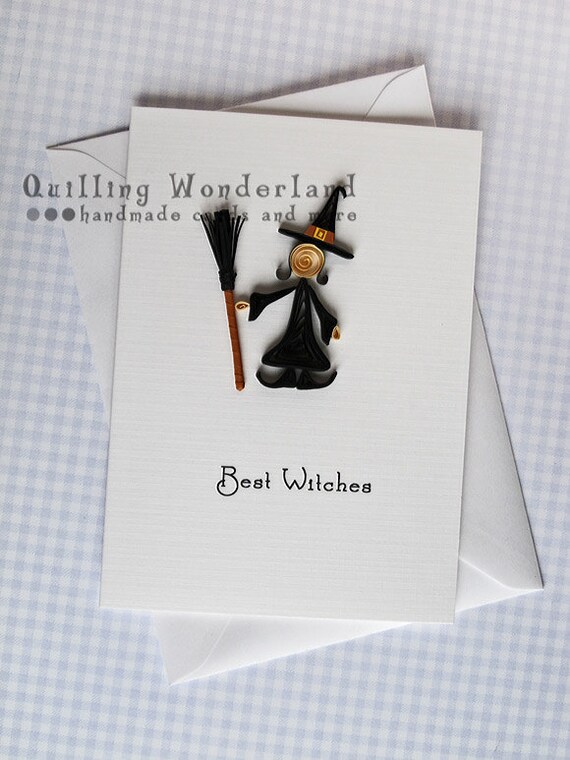 SALE Halloween Best Witches paper quilling blank card by