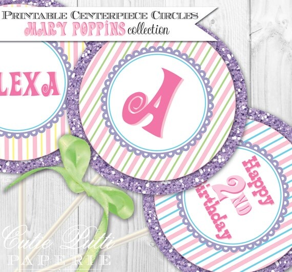 Mary Poppins Party Printable 4" Custom Party Circles by Cutie Putti Paperie Il_570xn