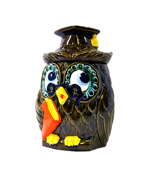 The Wise Old Owl Cookie Jar Kitchen Storage Decor by BananasDesign