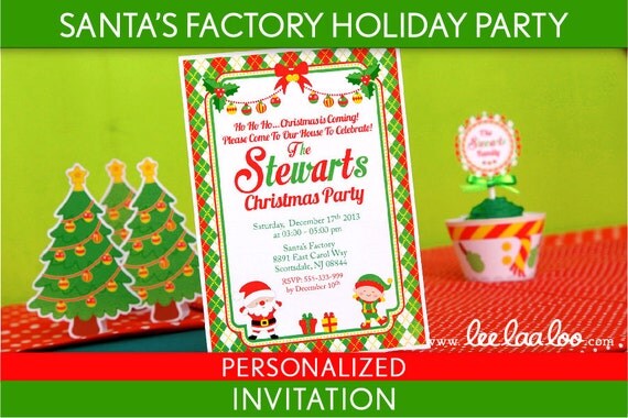 Santa’s Factory Holiday Party Invitation Personalized Printable // Santa’s Factory - H3Pa1 Il_570xn